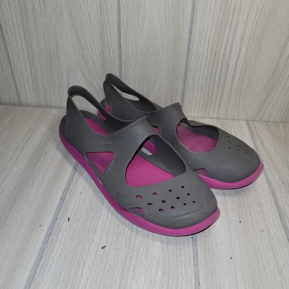 Crocs Iconic Comfort Womens Pink And Gray Size 8